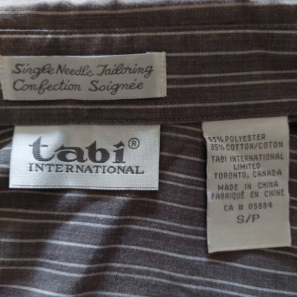 Tabi Brown and White Striped Buttoned Down Long Sleeve Shirt, Size S - Picture 3 of 7